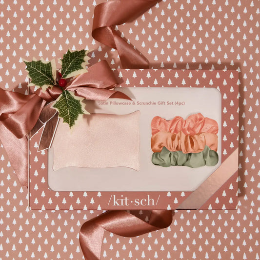 Holiday Satin Pillowcase & Scrunchies Set