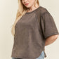 PLUS MINERAL WASHED SHORT SLEEVE FISHNET TOP