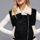 Faux Suede Inner Fur Zip Up Vest