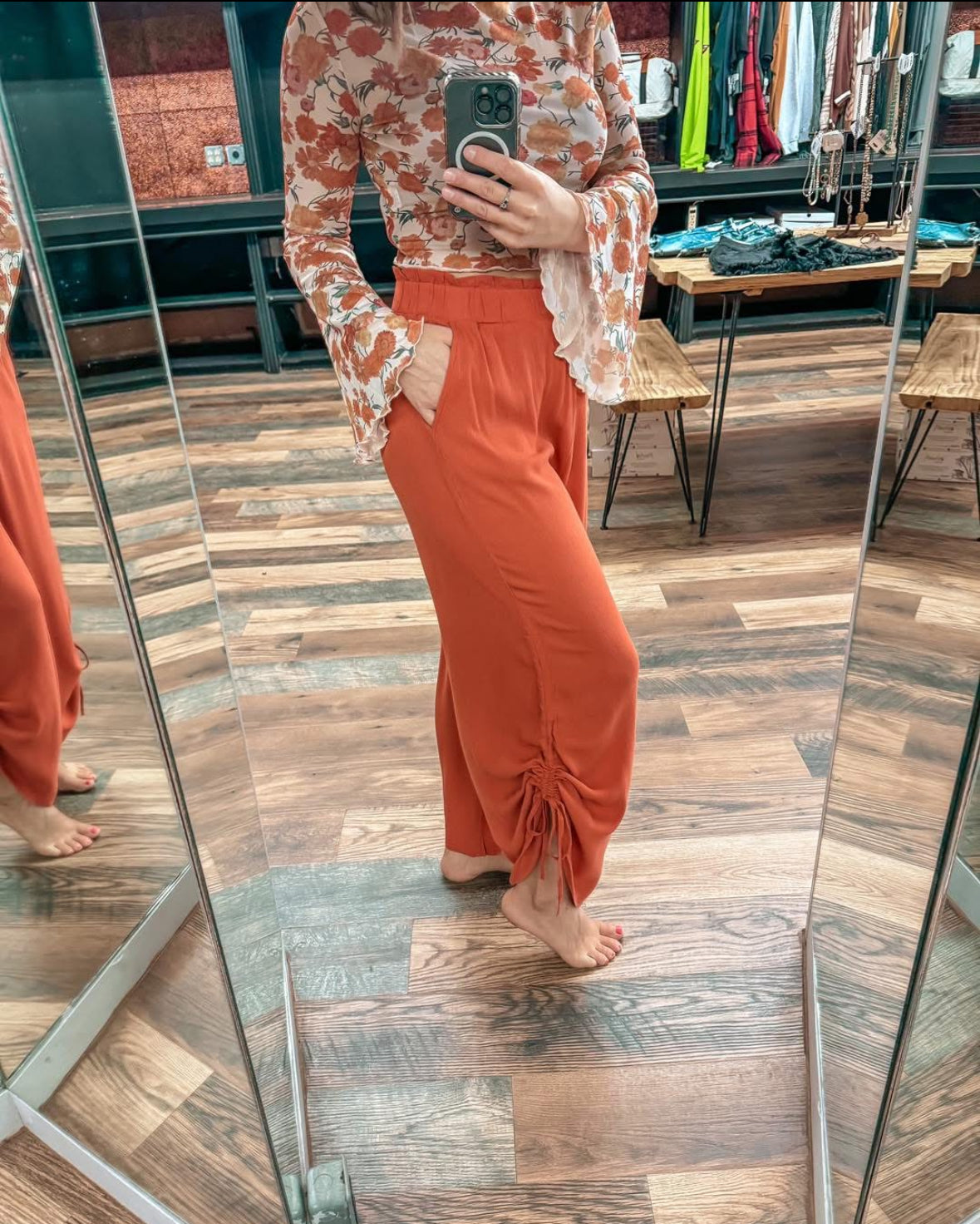 Rust Ruched Palozza Pants