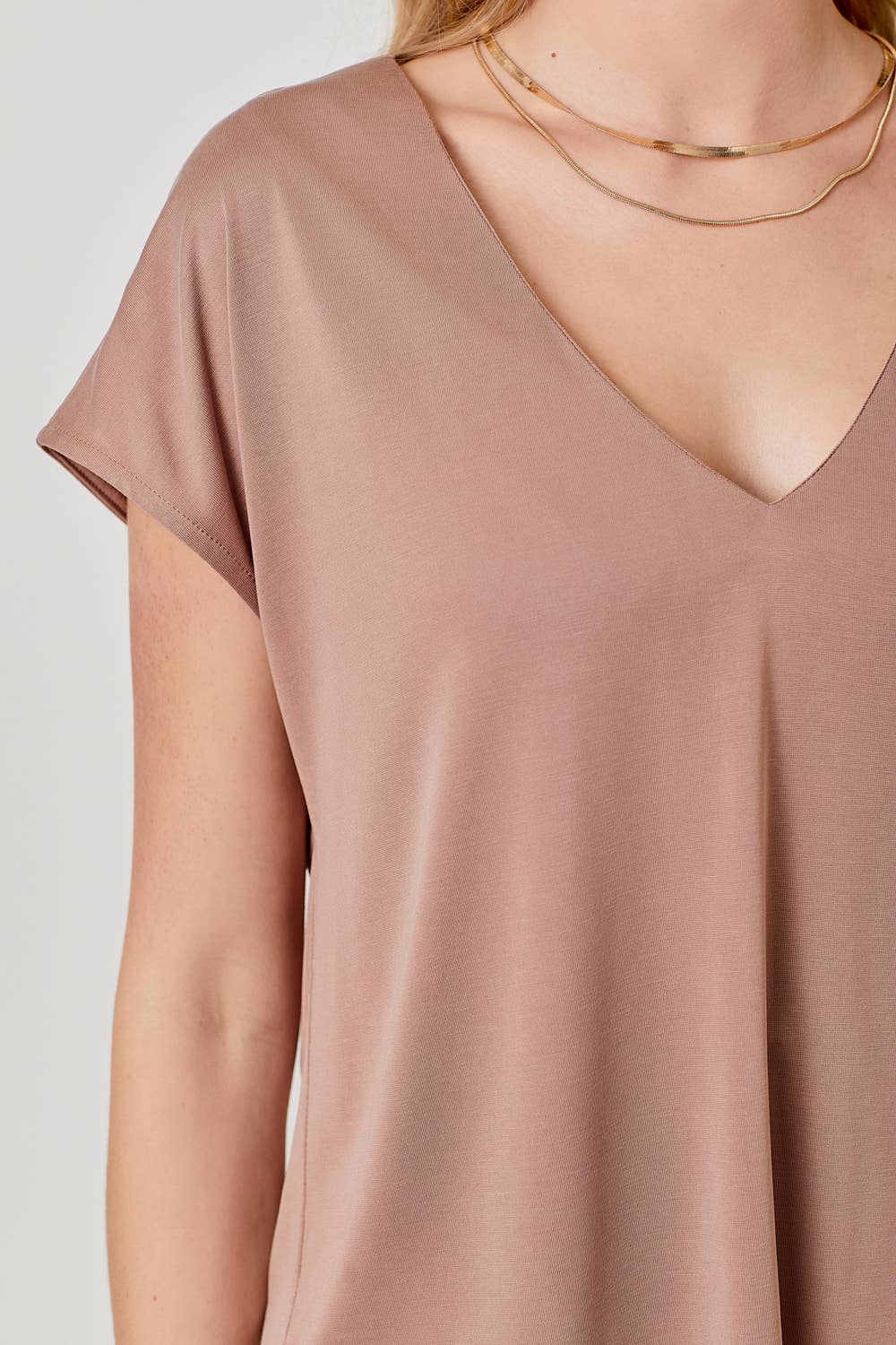 60654 Cupro Modal V-Neck Top