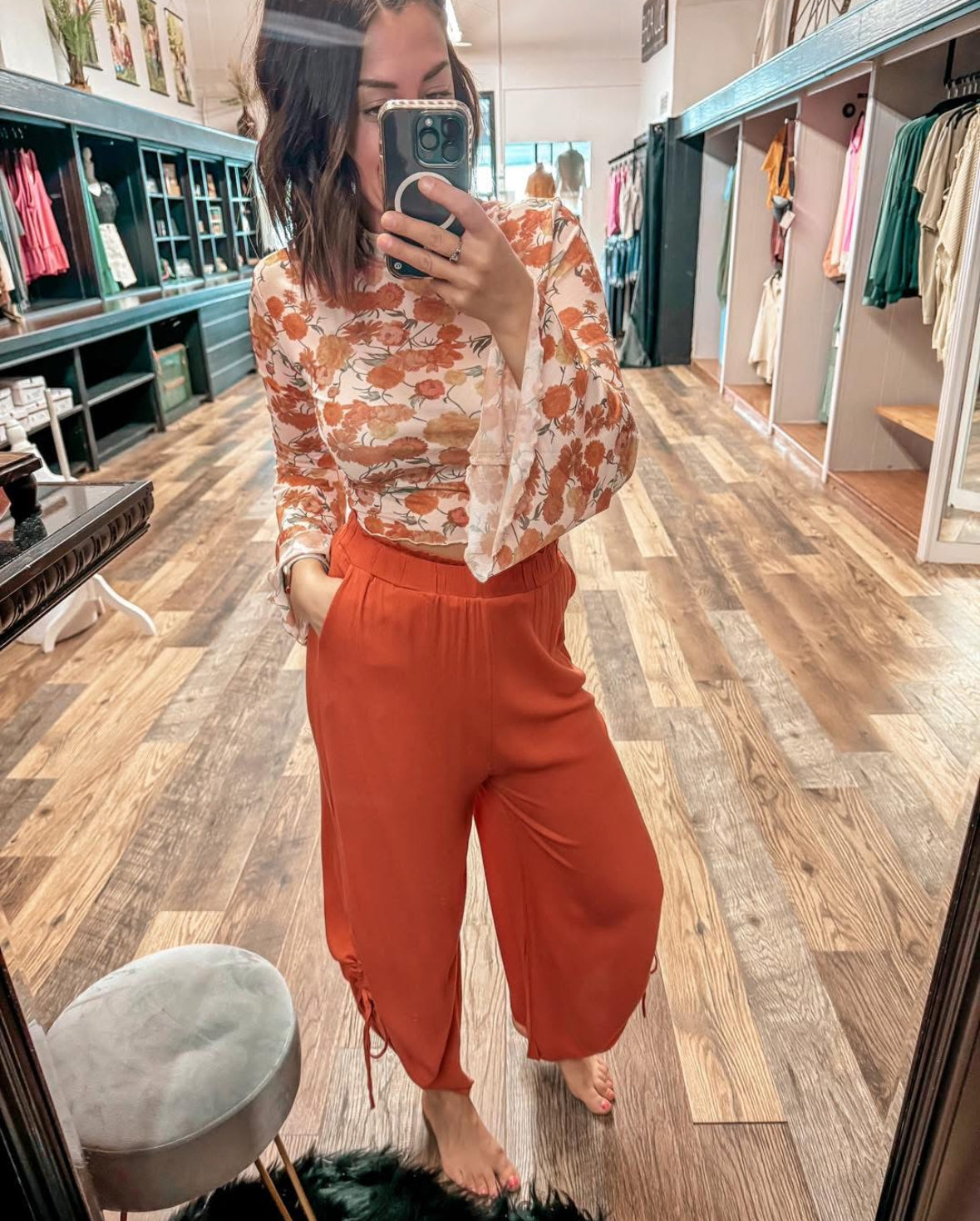 Rust Ruched Palozza Pants