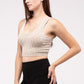 Washed Ribbed Cropped V-Neck Tank Top