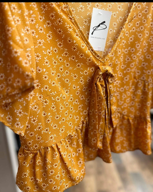 Ditsy Floral Mustard Blouse