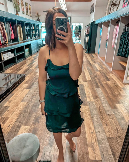 Tiered Ruffle Black Dress
