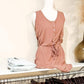 Metal Snap Button Down Romper - Mauve