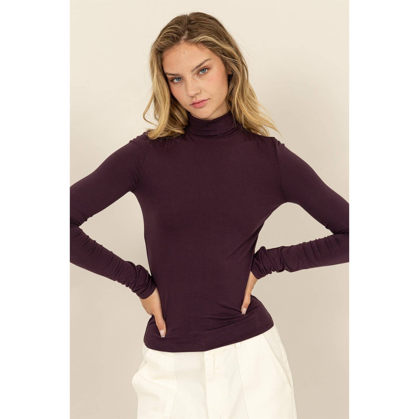 DZ24E436-SLIM-FIT TURTLENECK LONG SLEEVE TOP