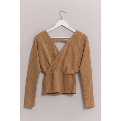 HF25A009-Surplice Knit Top