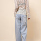 Ladies See Sheer Lace Blouse Layring Top SKT41019