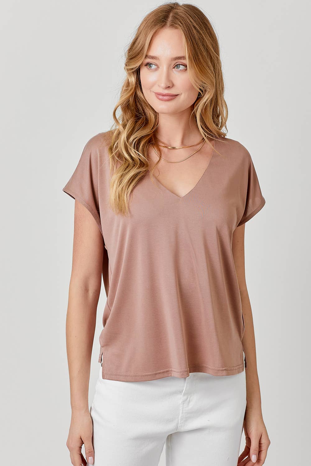 60654 Cupro Modal V-Neck Top