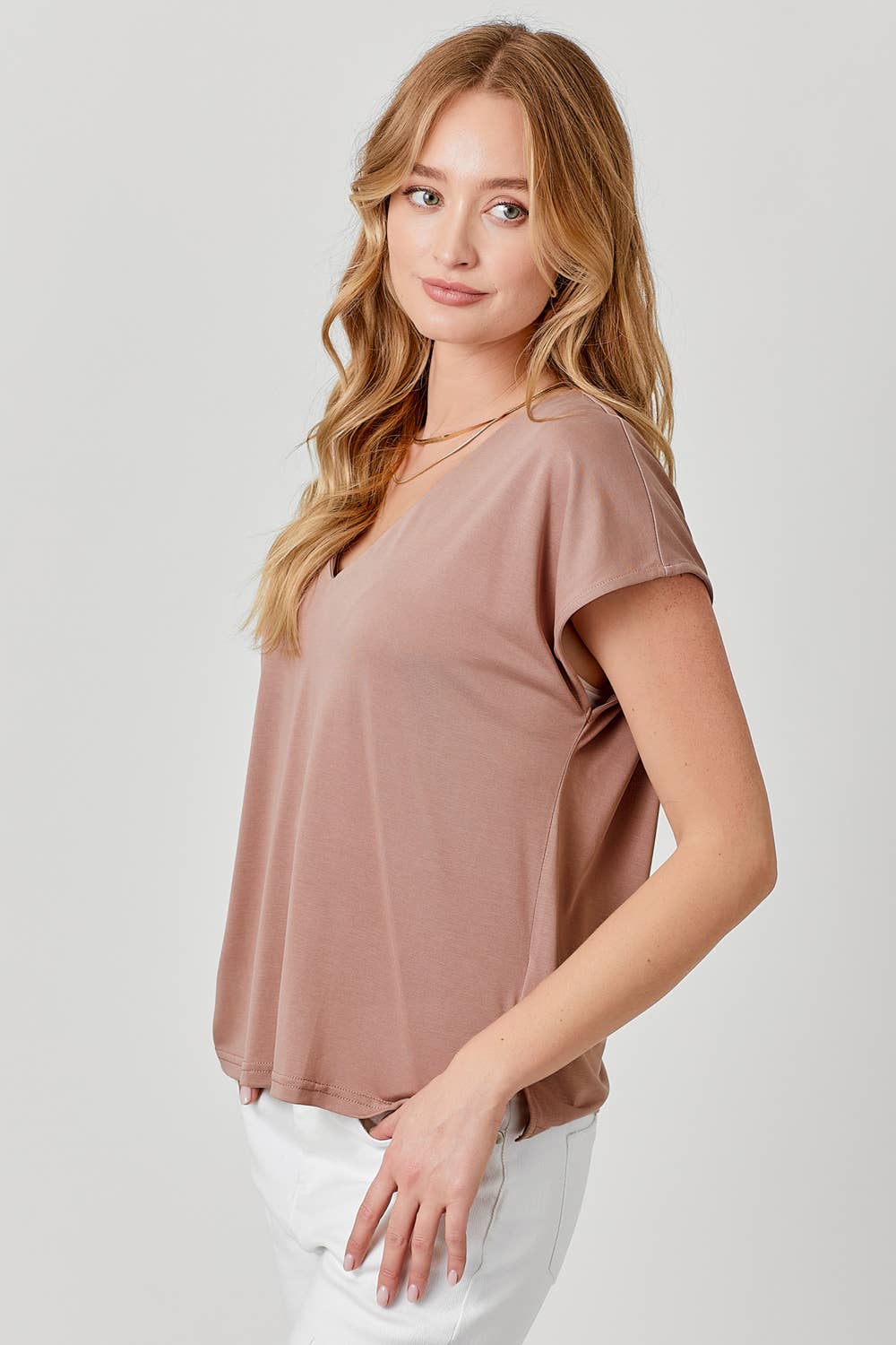 60654 Cupro Modal V-Neck Top