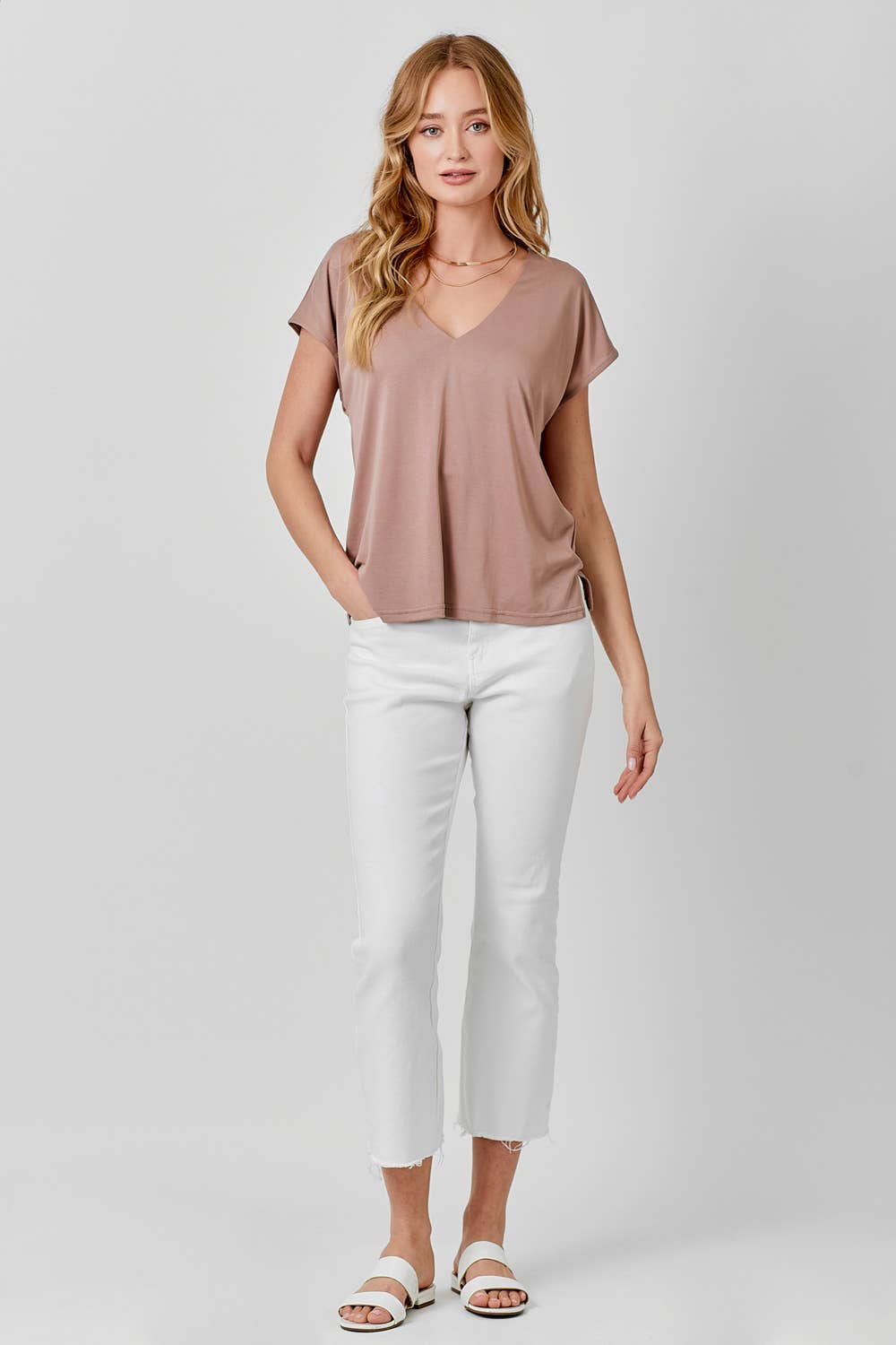 60654 Cupro Modal V-Neck Top